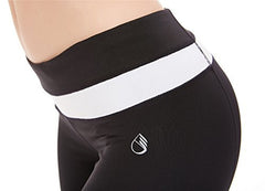 Women's Slimming Shaping Contrast Waist Yoga Bootcut Bootleg Pants Black Women's Slimming Shaping Contrast Waist Yoga Bootcut Bootleg Pants Black