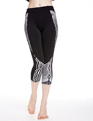 icyzone Women's Printed Workout Capri Yoga Running Leggings Fitted Stretch Tights icyzone Women's Printed Workout Capri Yoga Running Leggings Fitted Stretch Tights