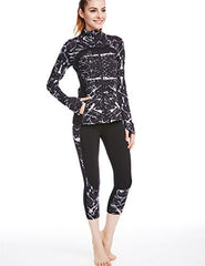 icyzone Women's Running Shirt Full Zip Workout Track Jacket with Thumb Holes icyzone Women's Running Shirt Full Zip Workout Track Jacket with Thumb Holes