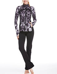 icyzone Women's Running Shirt Full Zip Workout Track Jacket with Thumb Holes icyzone Women's Running Shirt Full Zip Workout Track Jacket with Thumb Holes