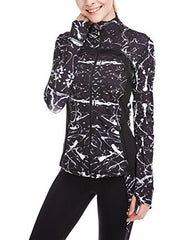 icyzone Women's Running Shirt Full Zip Workout Track Jacket with Thumb Holes icyzone Women's Running Shirt Full Zip Workout Track Jacket with Thumb Holes