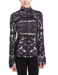 icyzone Women's Running Shirt Full Zip Workout Track Jacket with Thumb Holes icyzone Women's Running Shirt Full Zip Workout Track Jacket with Thumb Holes