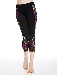 icyzone Women's Printed Workout Capri Yoga Running Leggings Fitted Stretch Tights