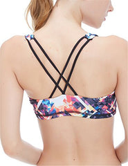 icyzone Women's Workout Yoga Clothes Strappy Crisscross Printed Racerback Sports Bras