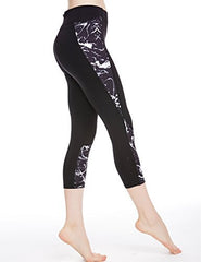 icyzone Women's Printed Workout Capri Yoga Running Leggings Fitted Stretch Tights