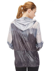 icyzone Women's Printed Windbreaker Outdoor Light Running Jacket