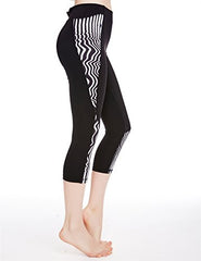 icyzone Women's Printed Workout Capri Yoga Running Leggings Fitted Stretch Tights