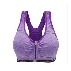 icyzone Zip-front Pullover Racerback Padded Wirefree Push up Yoga Sports Bra