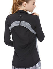 icyzone Women's Running Shirt Full Zip Workout Track Jacket with Thumb Holes