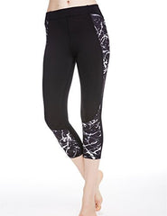 icyzone Women's Printed Workout Capri Yoga Running Leggings Fitted Stretch Tights