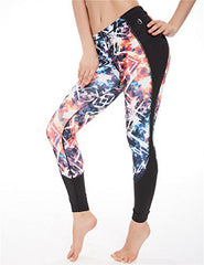 icyzone Women's Printed Workout Capri Yoga Running Leggings Fitted Stretch Tights