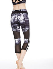 icyzone Women's Activewear Workout Pants Capris Printed Yoga Running pants