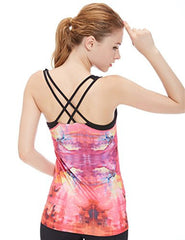 icyzone Women Workout Yoga Spaghetti Strap Racerback Tank Top with Built in Bra