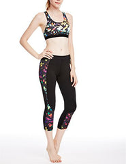 icyzone Women's Printed Workout Capri Yoga Running Leggings Fitted Stretch Tights