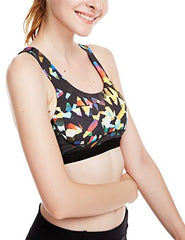 icyzone Women's Workout Yoga Clothes Activewear Printed Racerback Sports Bras