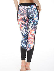 icyzone Women's Printed Workout Capri Yoga Running Leggings Fitted Stretch Tights