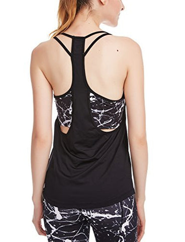 icyzone Activewear Workout Yoga Fitness Sports Lined Racerback Tank Tops for Women