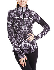 icyzone Women's Workout Yoga Track Jacket 1/2 Zip Long Sleeve Running Shirt