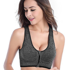 icyzone Zip-front Pullover Racerback Padded Wirefree Push up Yoga Sports Bra