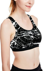 icyzone Women's Workout Yoga Clothes Activewear Printed Racerback Sports Bras