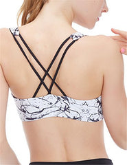 icyzone Women's Workout Yoga Clothes Strappy Crisscross Printed Racerback Sports Bras