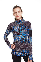 icyzone Women's Workout Yoga Track Jacket 1/2 Zip Long Sleeve Running Shirt