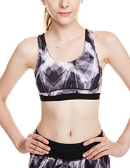 icyzone Women's Workout Yoga Clothes Activewear Printed Racerback Sports Bras