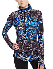 icyzone Women's Workout Yoga Track Jacket 1/2 Zip Long Sleeve Running Shirt