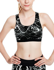 icyzone Women's Workout Yoga Clothes Activewear Printed Racerback Sports Bras