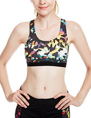 icyzone Women's Workout Yoga Clothes Activewear Printed Racerback Sports Bras