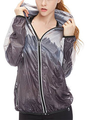 icyzone Women's Printed Windbreaker Outdoor Light Running Jacket